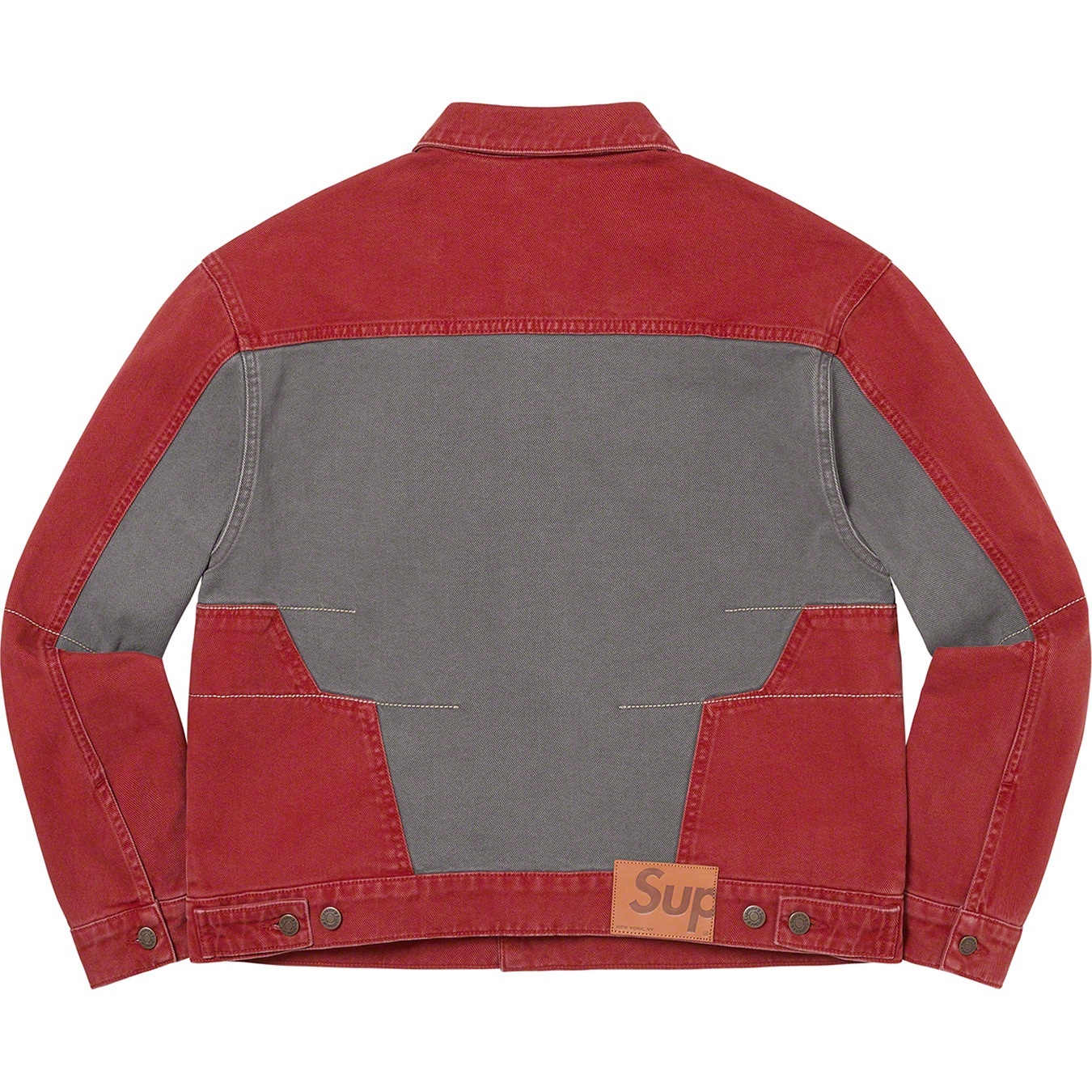 2-Tone Paneled Denim Jacket view 7